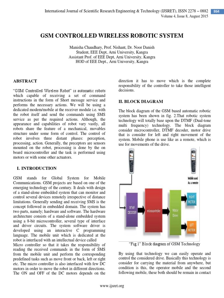 GSM Controlled Wireless Robotic System | PDF | Mobile Phones | Embedded ...