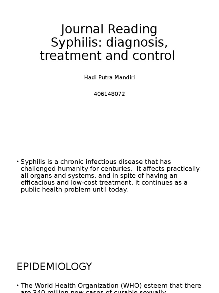Syphilis: Diagnosis, Treatment & Control | PDF | Sexually Transmitted ...