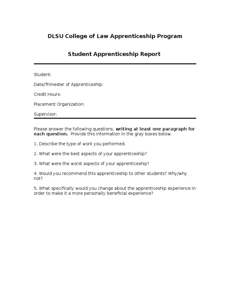 DLSU Law Apprenticeship Report Template | PDF | Career & Growth