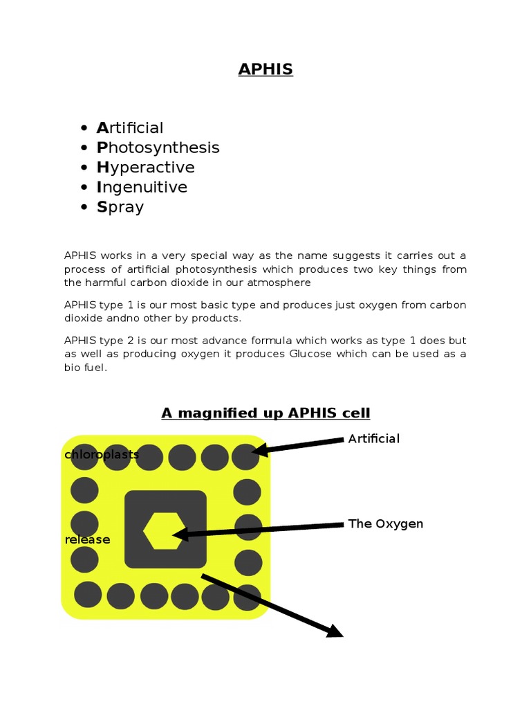APHIS: Advanced Artificial Photosynthesis | PDF | Science & Mathematics