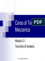 Corso Di Tecnologia Meccanica - Mod.2.1 Fonderia