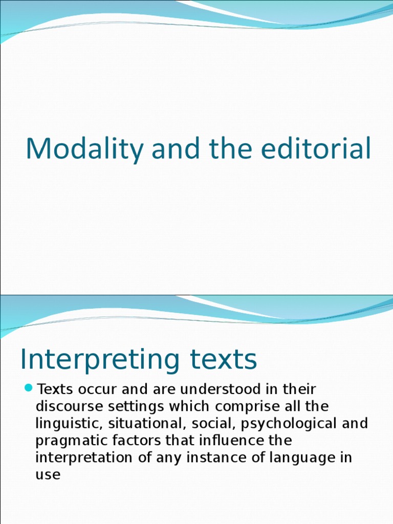 Modality and The Editorial | PDF | Verb | Style (Fiction)
