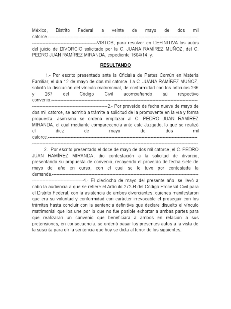 SENTENCIA DIVORCIO