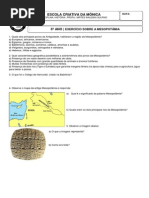 Exercício Sobre a Mesopotâmia