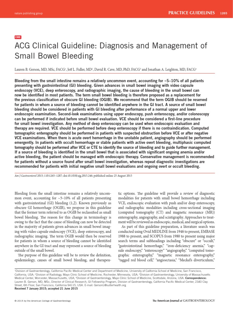 Small Bowel Bleeding Aug2015 | PDF | Colonoscopy | Endoscopy