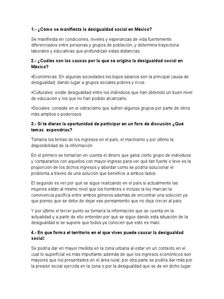 Desigualdad Social en México: Causas y Efectos | PDF | Desigualdad ...