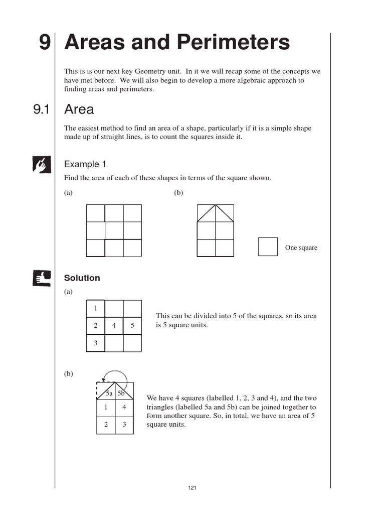 Year 7 Area and Perimeter Book | Area | Geometric Shapes