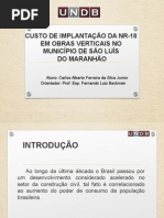 PRÉ-PROJETO DE TCC NR-18 X CUSTOS DE IMPLANTAÇÃO