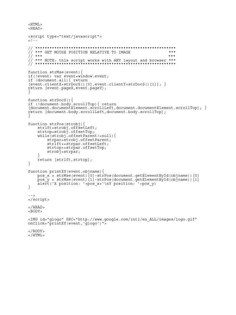 Mouse Position Script for Images | PDF | Business | Computers