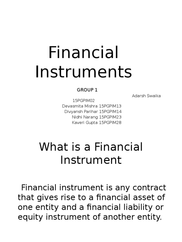 Types and Benefits of Financial Instruments | PDF | Collateralized Debt ...