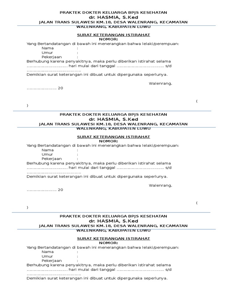 Surat Keterangan Istirahat