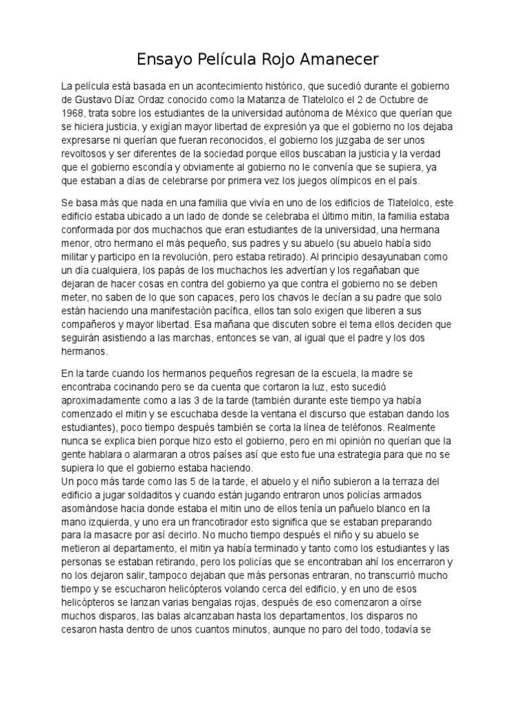 Ensayo Película Rojo Amanecer.docx Violencia Disturbios