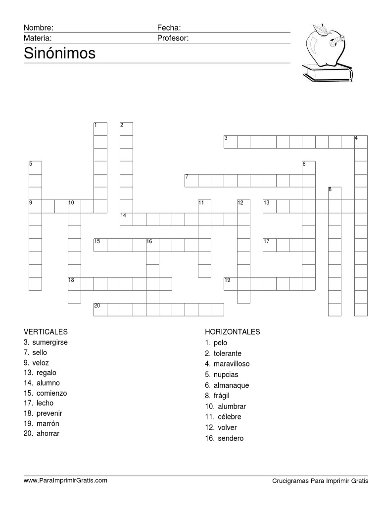 Crucigrama Sinonimos Ajedrez Deportes