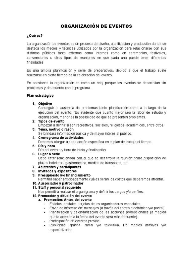 Guía para la Organización de Eventos | PDF | Planificación ...