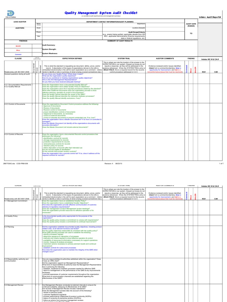 ISO 9001 Internal Audit Report Template | PDF | Verification And ...