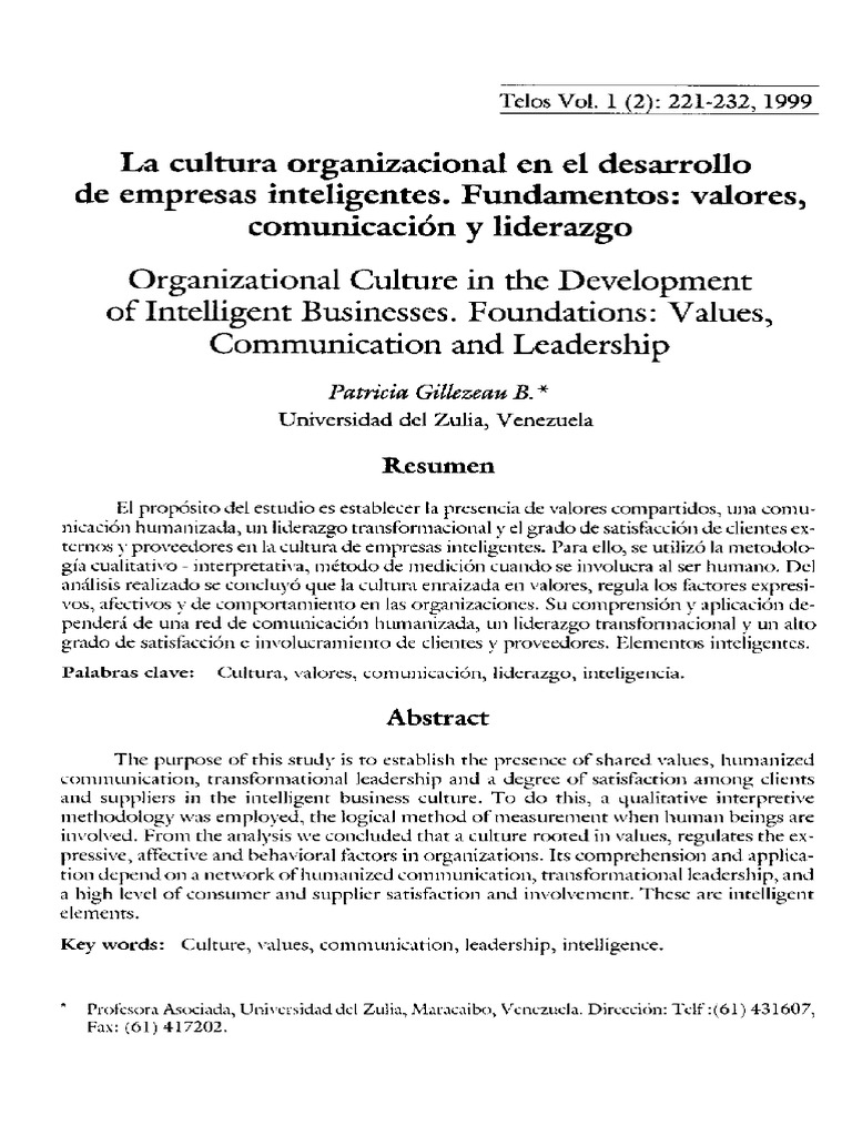 Cultura Organizacional | PDF