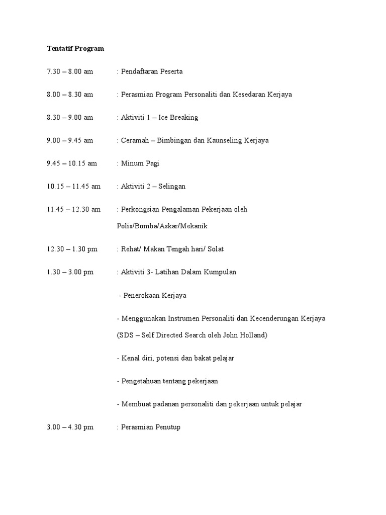 Tentatif Program | PDF