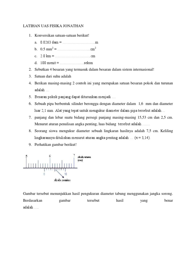 Latihan Soal UAS FISIKA Kelas 7 SMP PDF