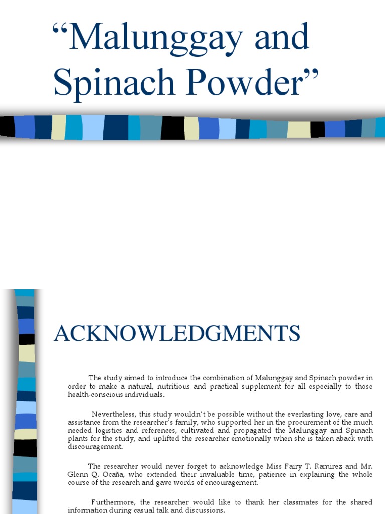 Malunggay And Spinach Powder Investigatory Project Sample Spinach Diet Nutrition