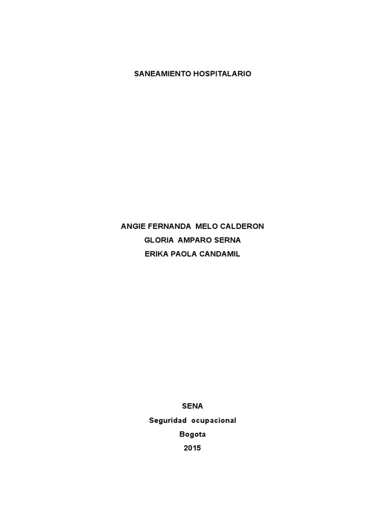 Saneamiento Hospitalario PDF Infección adquirida en el hospital