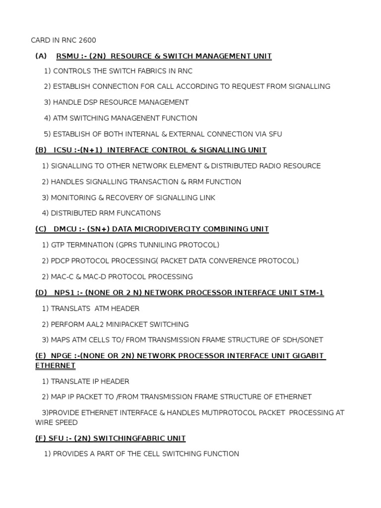 Card in Nokia RNC 2600 | PDF | Asynchronous Transfer Mode | Computer ...