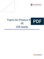 Topics For Finance Project - 100 Marks