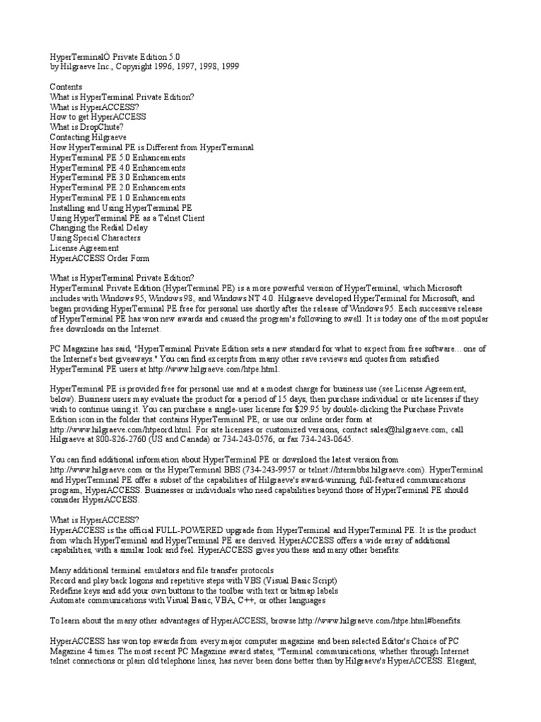 Hyperterminal Private Edition Version