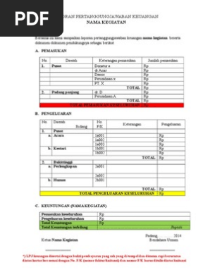 Format Laporan Pertanggungjawaban Keuangan