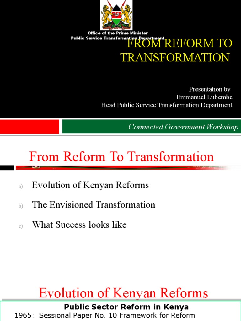 FROM REFORM TO TRANSFORMATION: Office of The Prime Minister Public ...