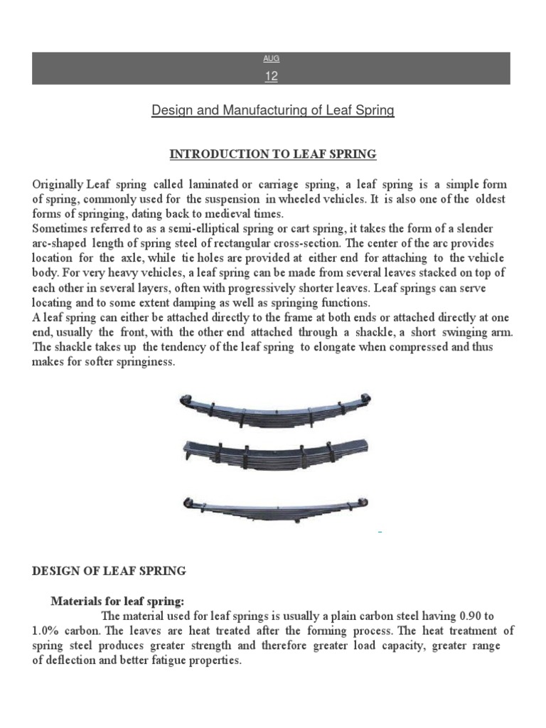 Leaf Spring Design and Manufacturing Guide | PDF | Bending | Industries