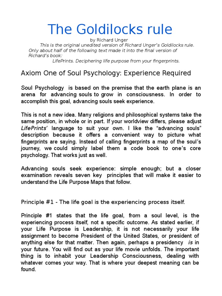 Goldilocks Principle | PDF | Consciousness | Leadership