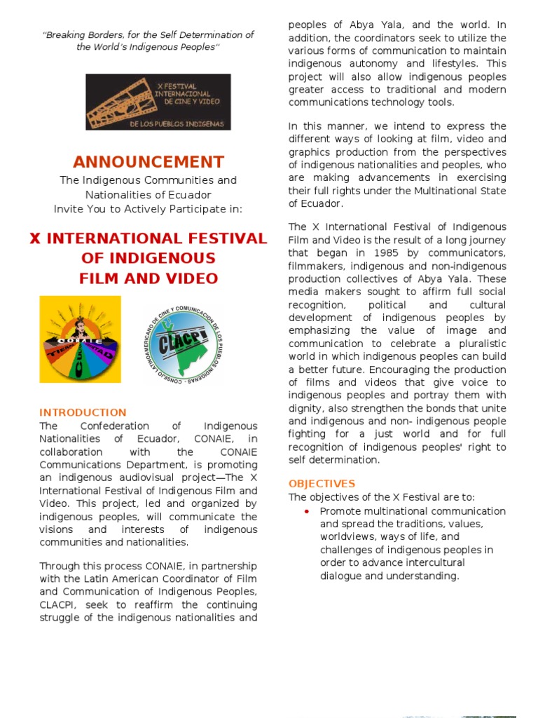 X International Indigenous Film Festival | PDF | Indigenous Peoples ...