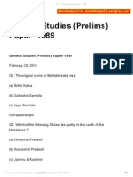 General Studies (Prelims) Paper- 1989