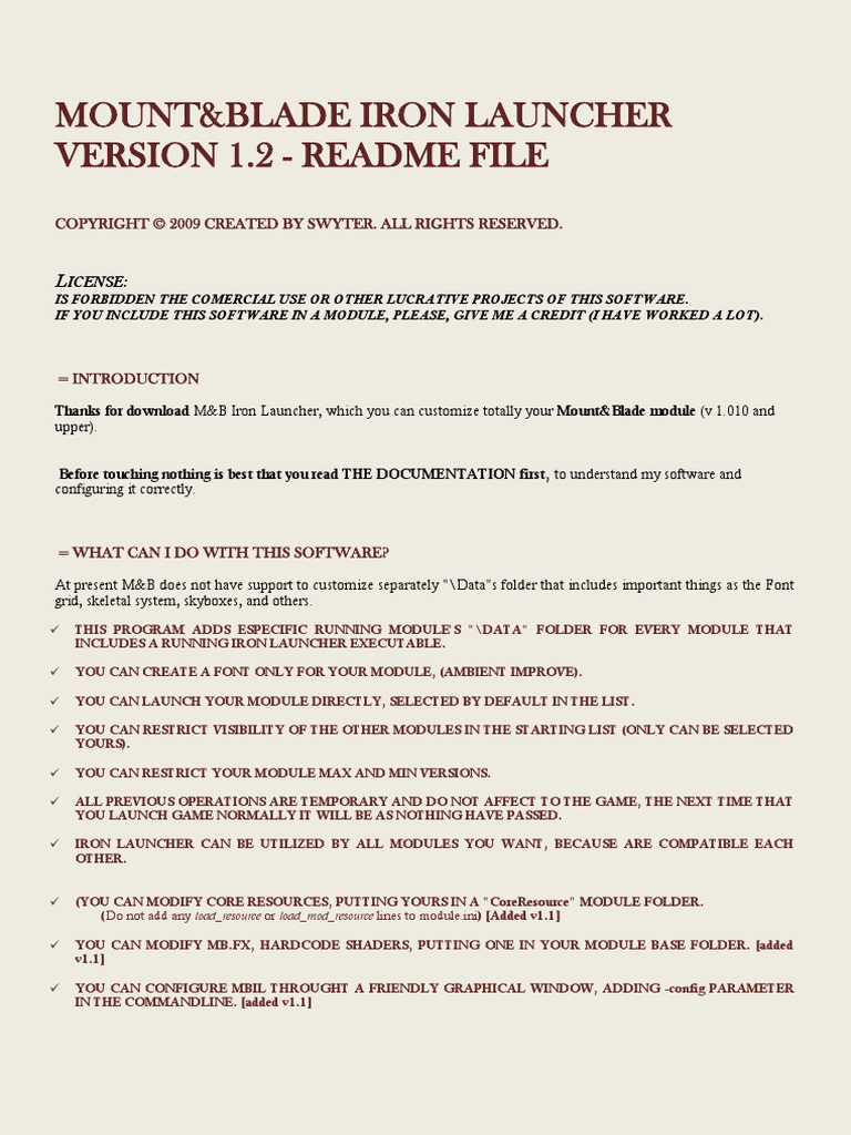 Iron Launcher 1.3 - Readme File | PDF | Computer File | System Software