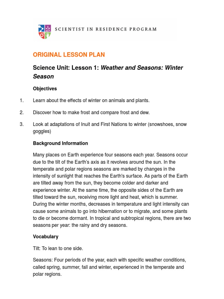 Michelle Turvey - Final Project Lesson Plans 1 | PDF | Atmosphere | Frost