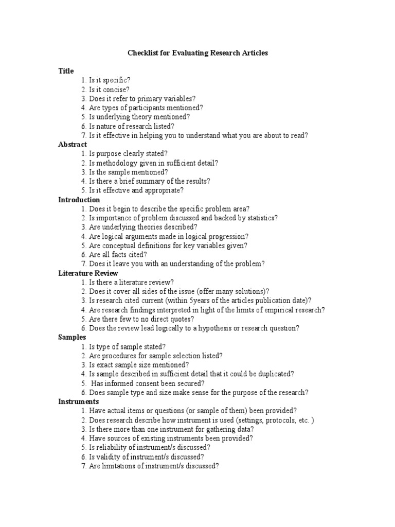 Types of checklist in research image