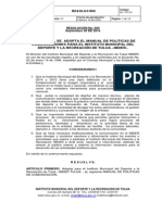 RESOLUCIÓN No.58 Manual Politicas Comunicaciones IMDER Tulua