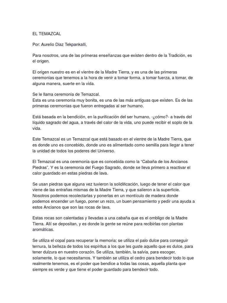 El Temazcal | PDF | Memoria | Incendios