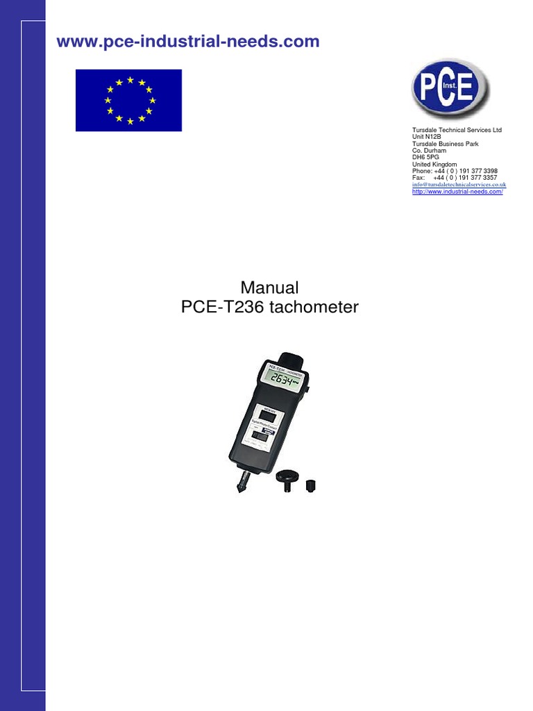Manual Tachometer PCE T236 PDF