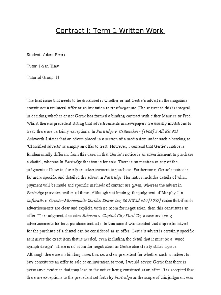 contract law essay pdf