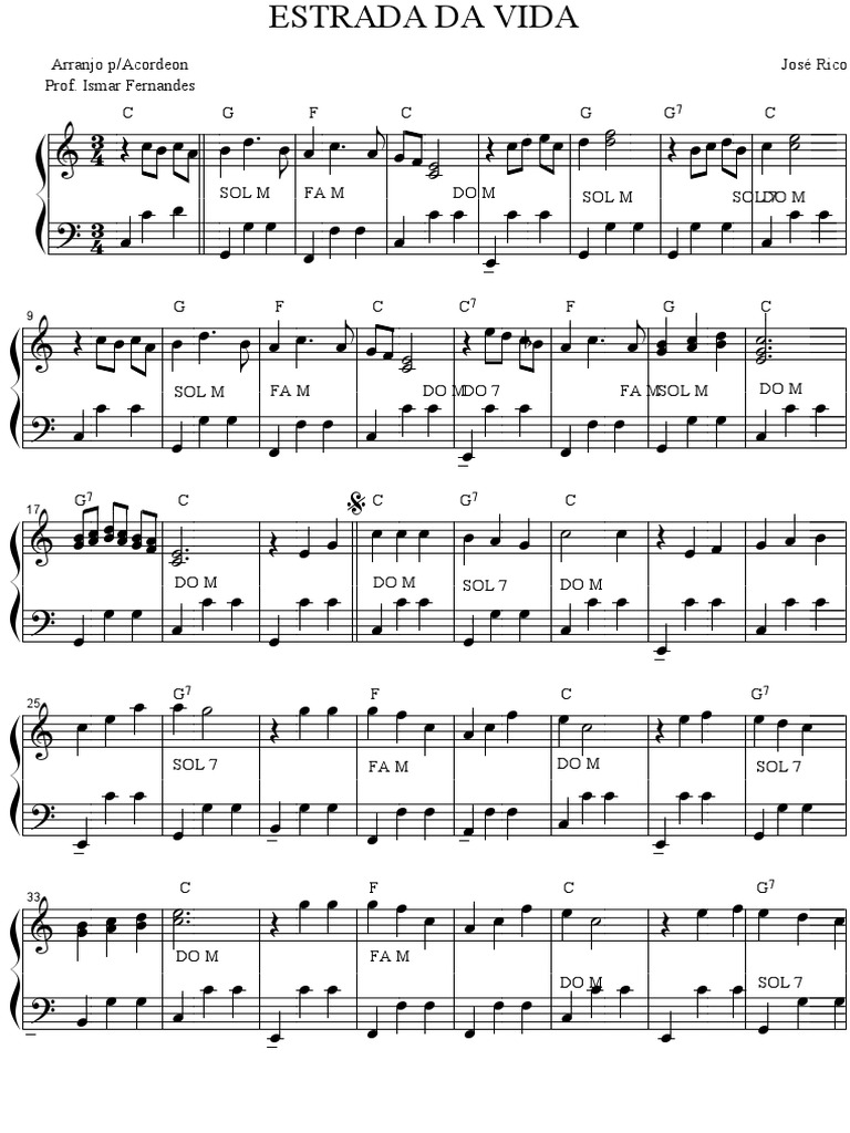 partitura Estrada Da Vida