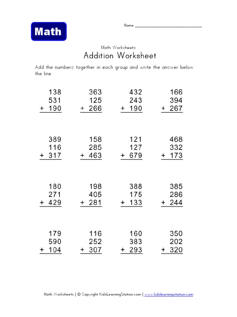 Addition Addition Addition Addition Worksheet Worksheet Worksheet ...
