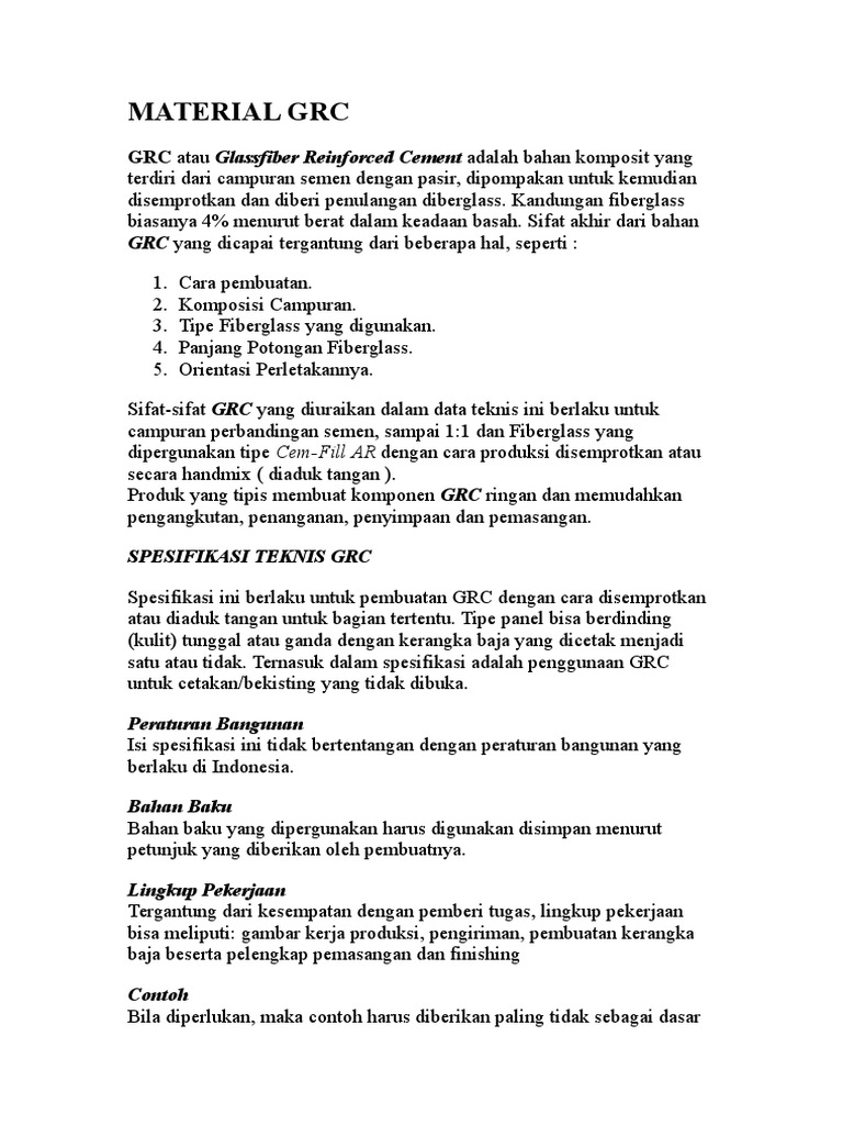 Spesifikasi dan Keunggulan Material GRC | PDF | Griya & Taman | Seni