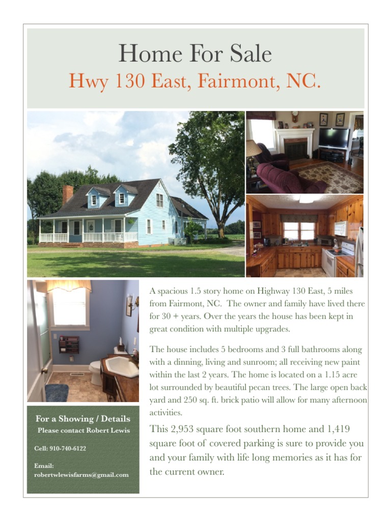Home For Sale Hwy 130 East, Fairmont, NC PDF