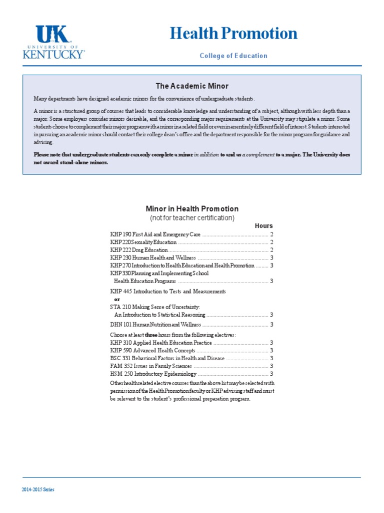 Health Promotion Minor Overview | PDF