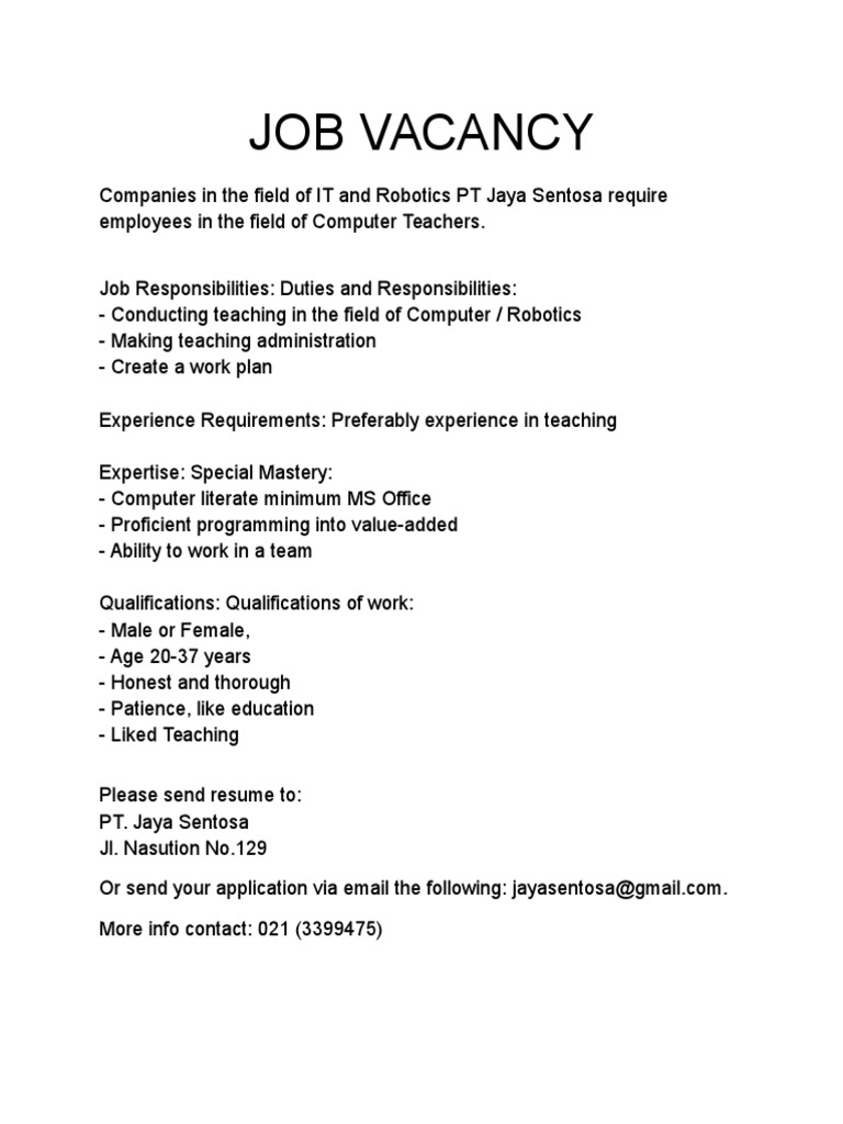 Job Vacancy | PDF