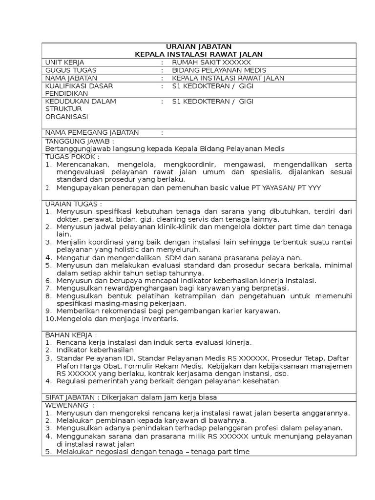Menyusun Uraian Jabatan - Homecare24