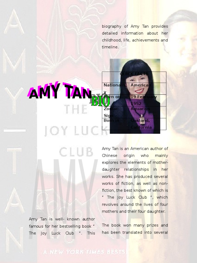 Amy Tan Biography | PDF | Books