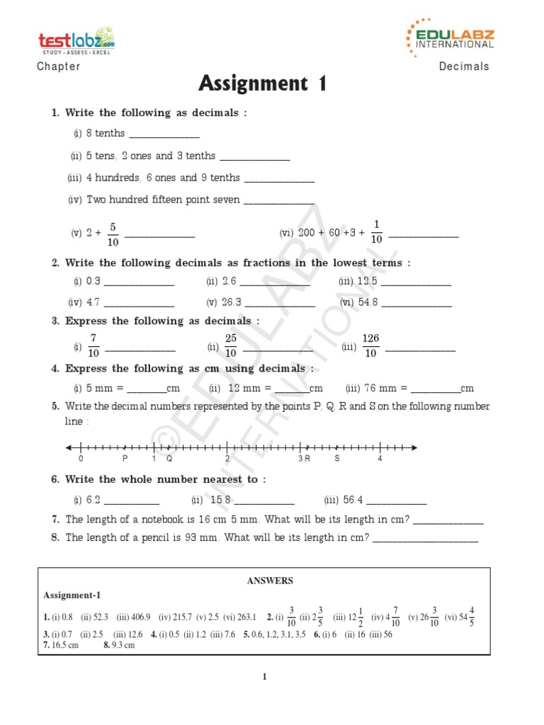 Decimals Pdf Pdf Arithmetic Numbers