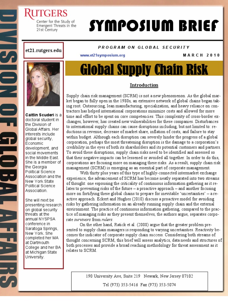 Managing Global Supply Chain Risks | PDF | Economic Globalization | Risk